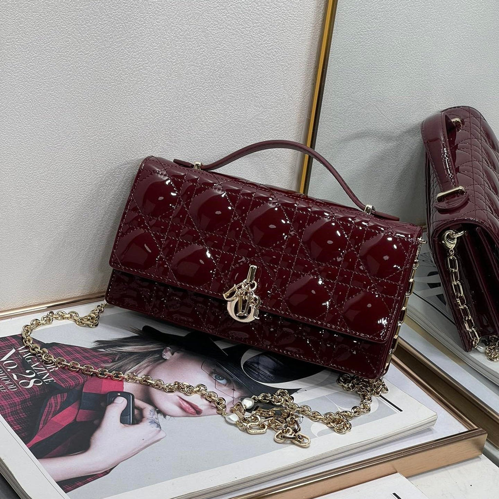 my cd mini 21 burgundy patent lambskin