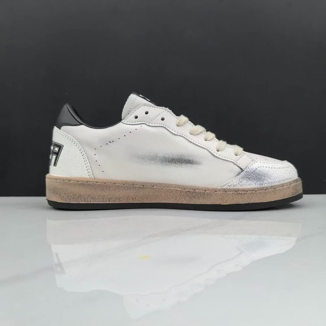 Golden Goose Ball Star White Leather Silver Black