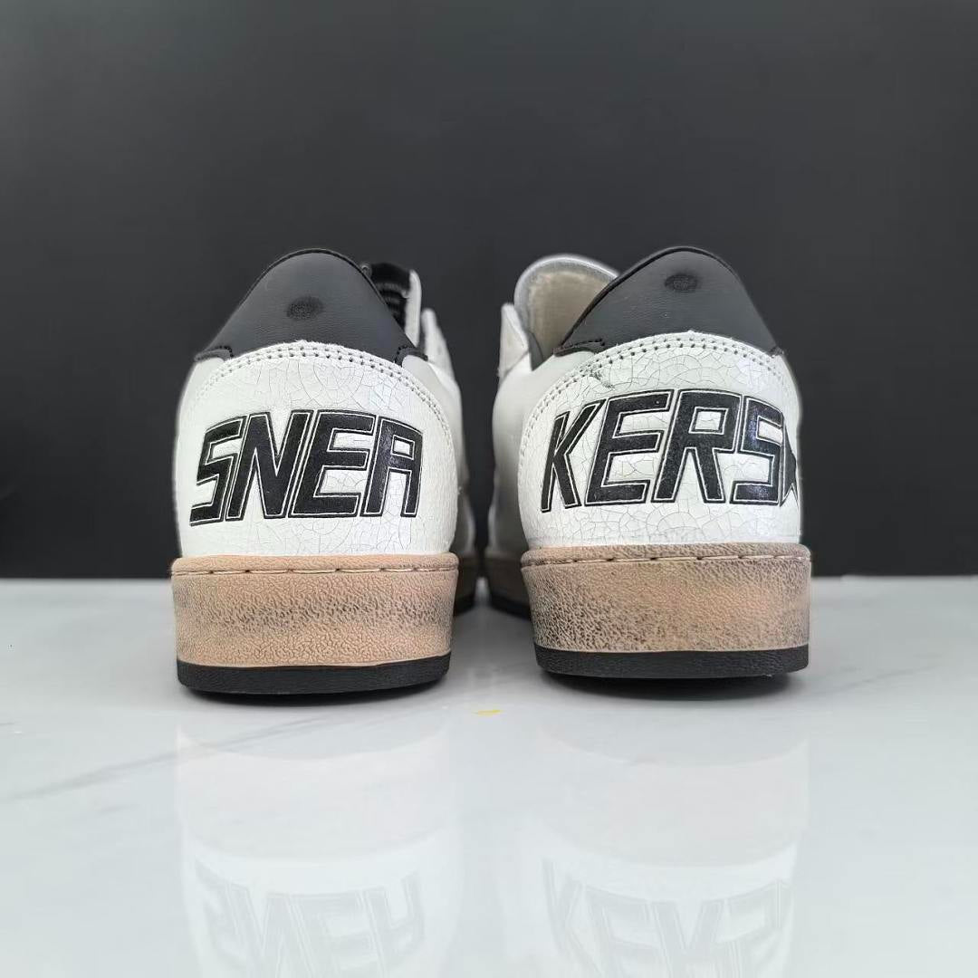 Golden Goose Ball Star White Leather Silver Black