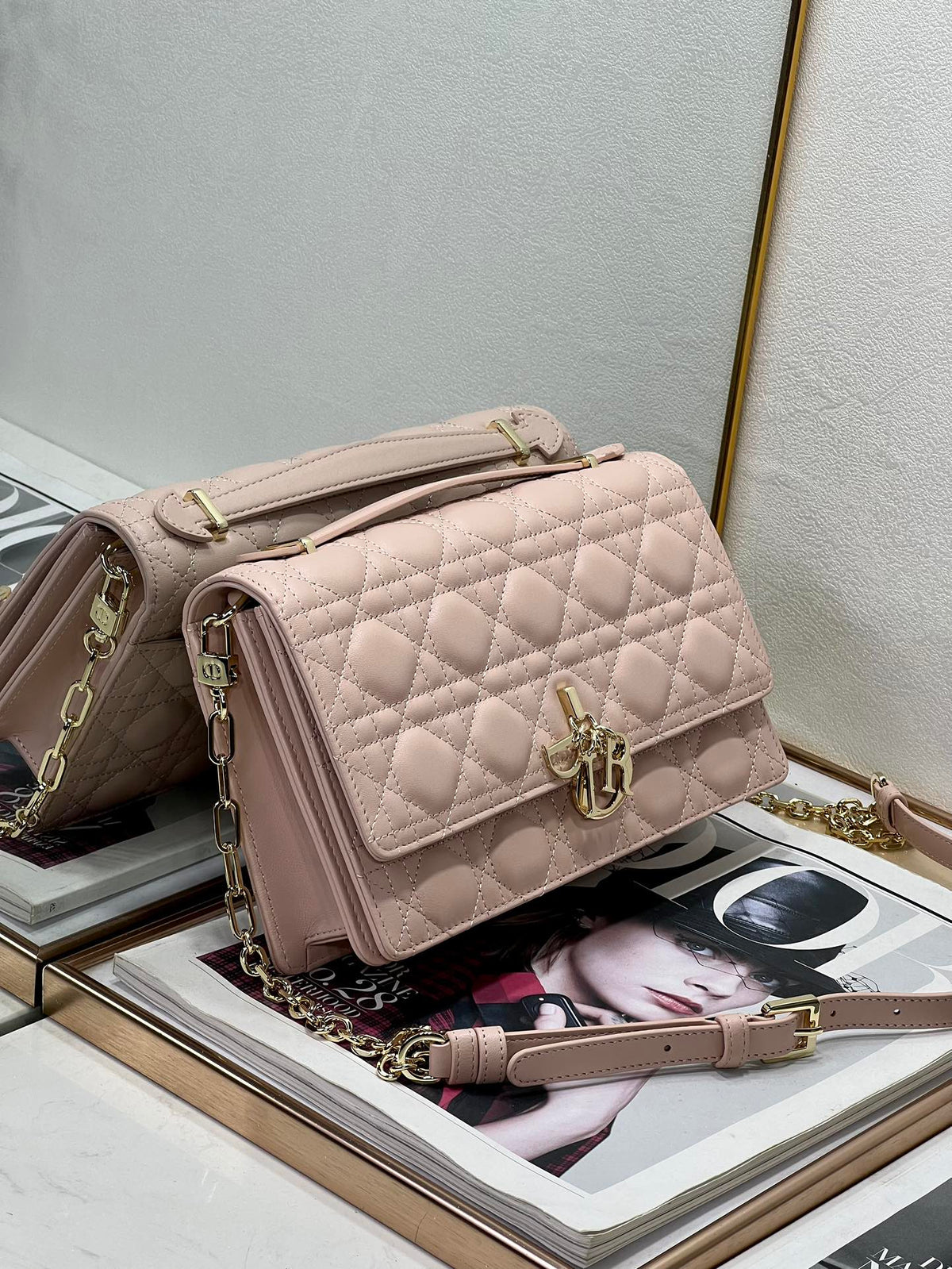 MY CD 24 TOP HANDLE BAG PASTEL PINK LAMBSKIN