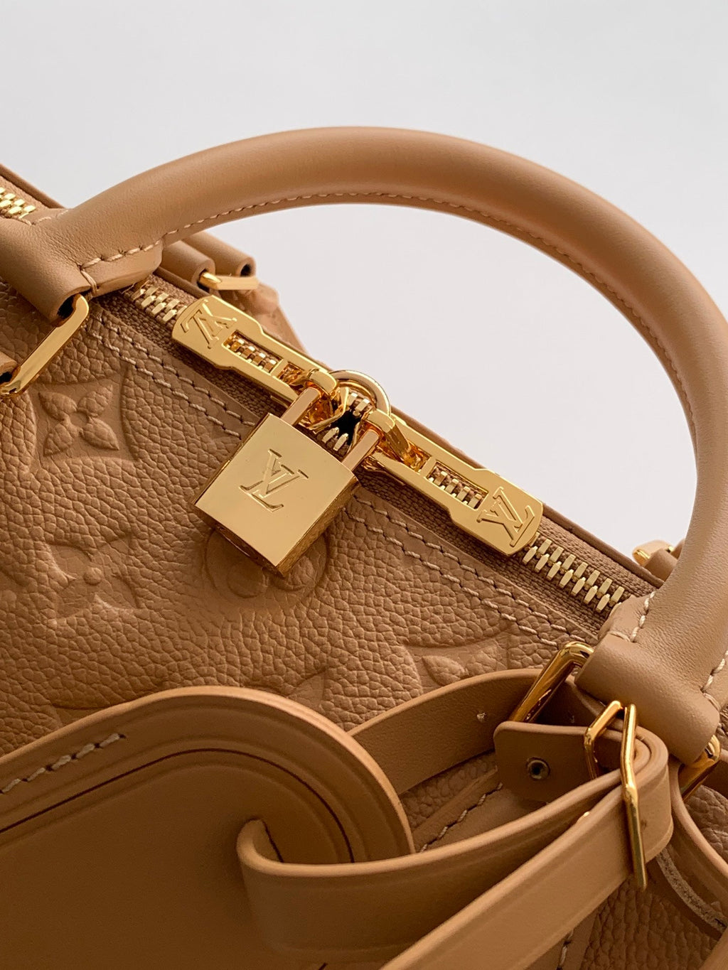 LV M11323 Speedy Soft 30 Apricot Monogram Empreinte Leather