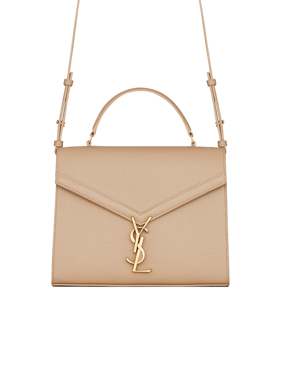 Y Cassandra Medium Top Handle in Grain de Poudre Embossed Leather