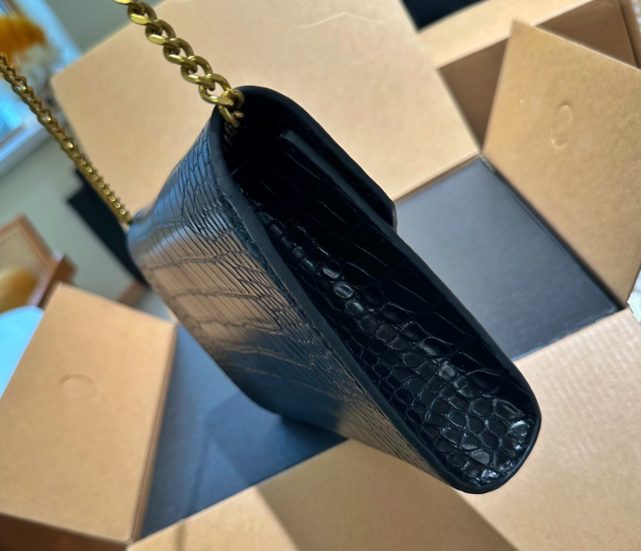 Y Uptown Leather Clutch  White
