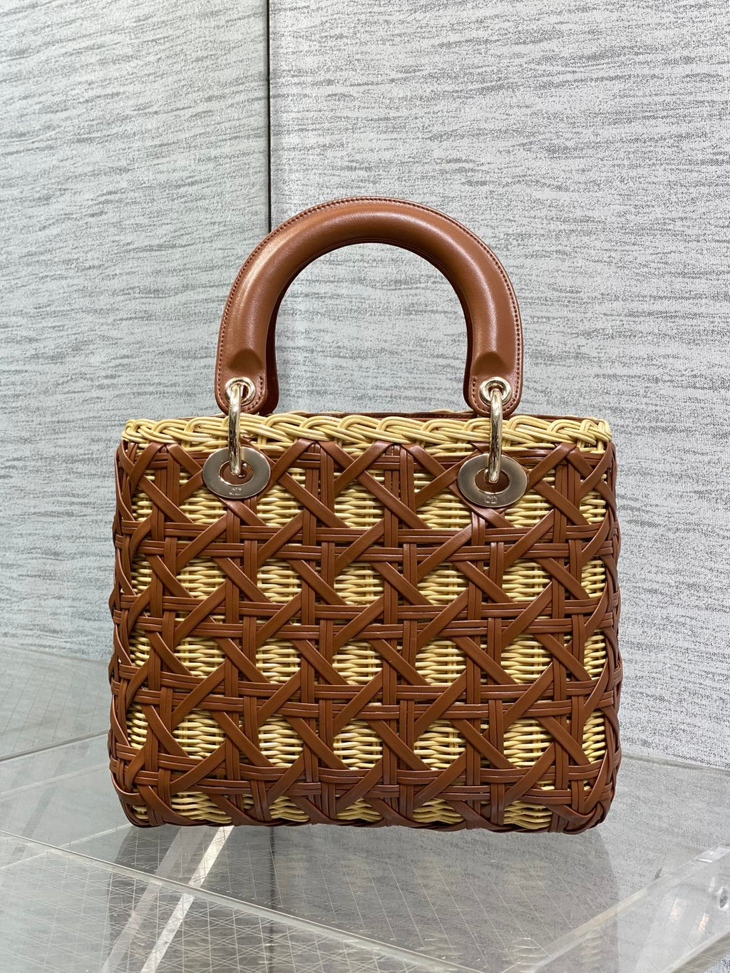CD Lady Dior Bag 24cm Brown in Rattan 155500