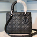 medium lady 24 black calfskin black hardware