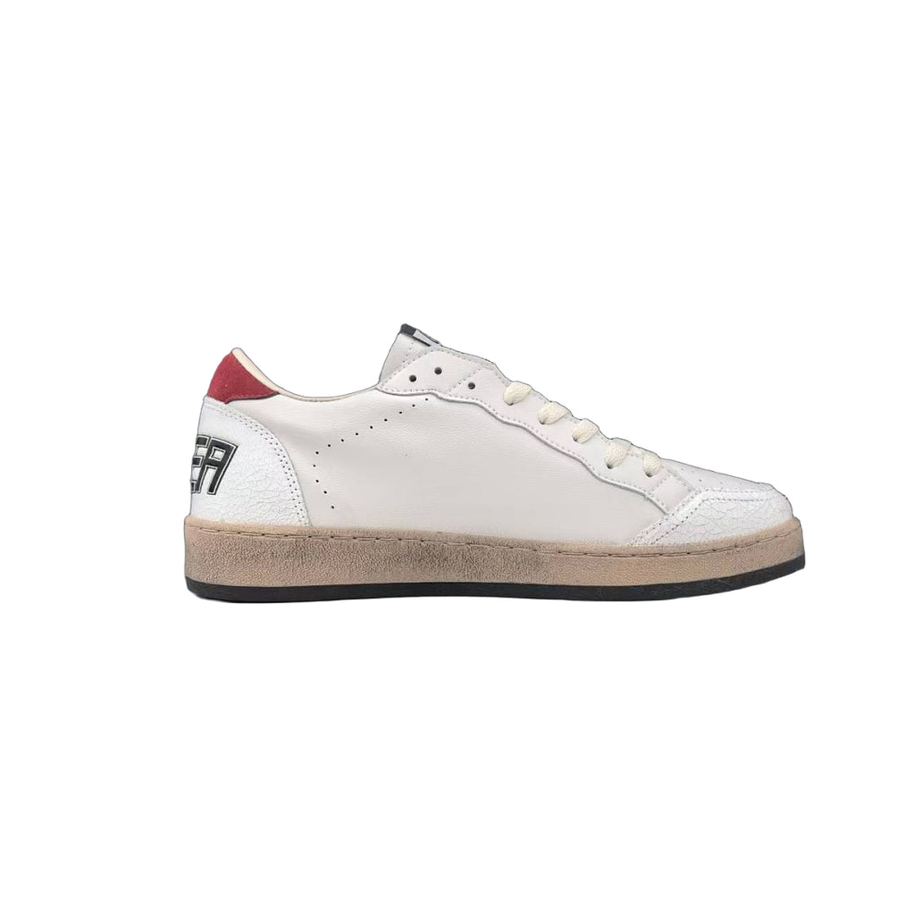 Golden Goose Ball Star White Leather Grey Burgundy