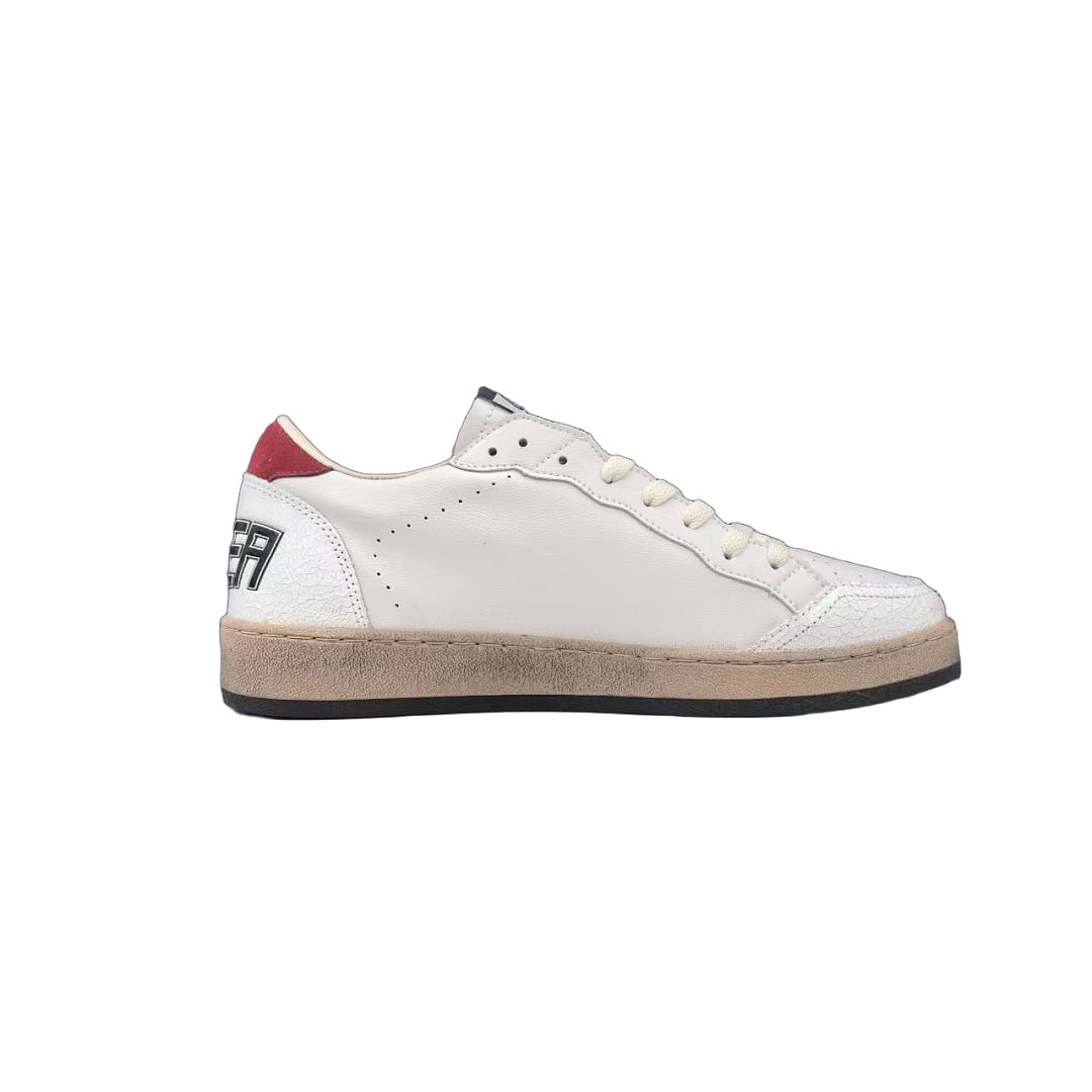 Golden Goose Ball Star White Leather Grey Burgundy