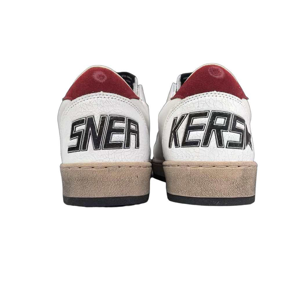 Golden Goose Ball Star White Leather Grey Burgundy