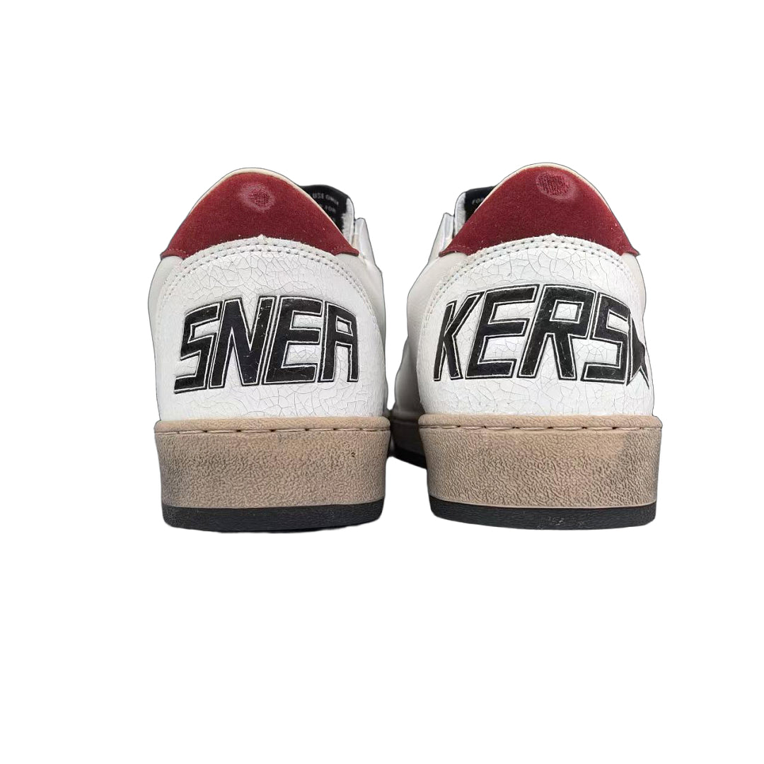 Golden Goose Ball Star White Leather Grey Burgundy