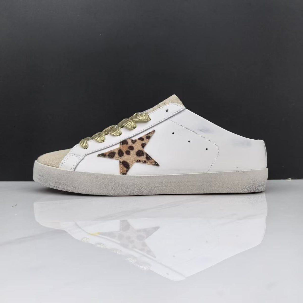 Golden Goose Super-Star Sabot White Leather Leopard