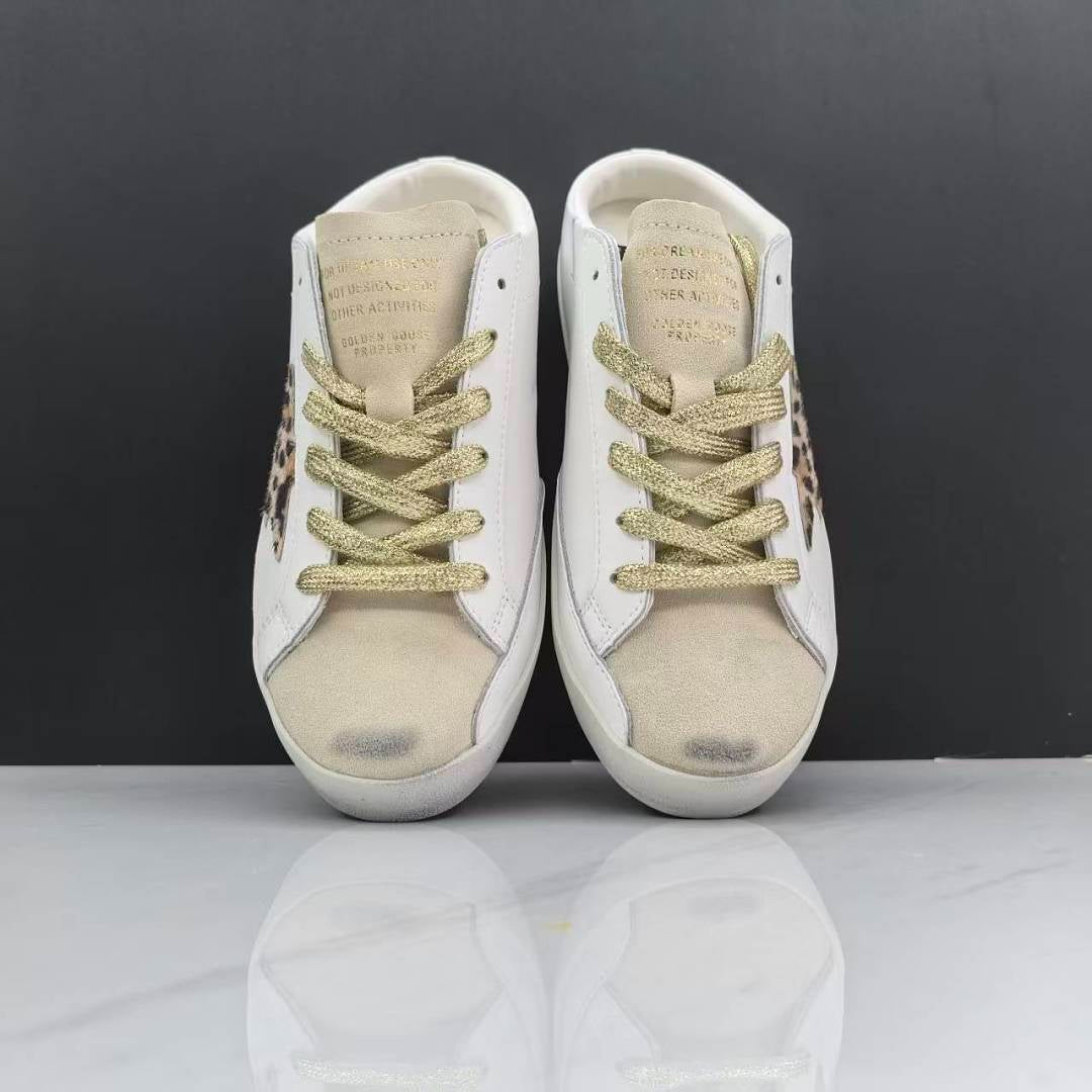 Golden Goose Super-Star Sabot White Leather Leopard
