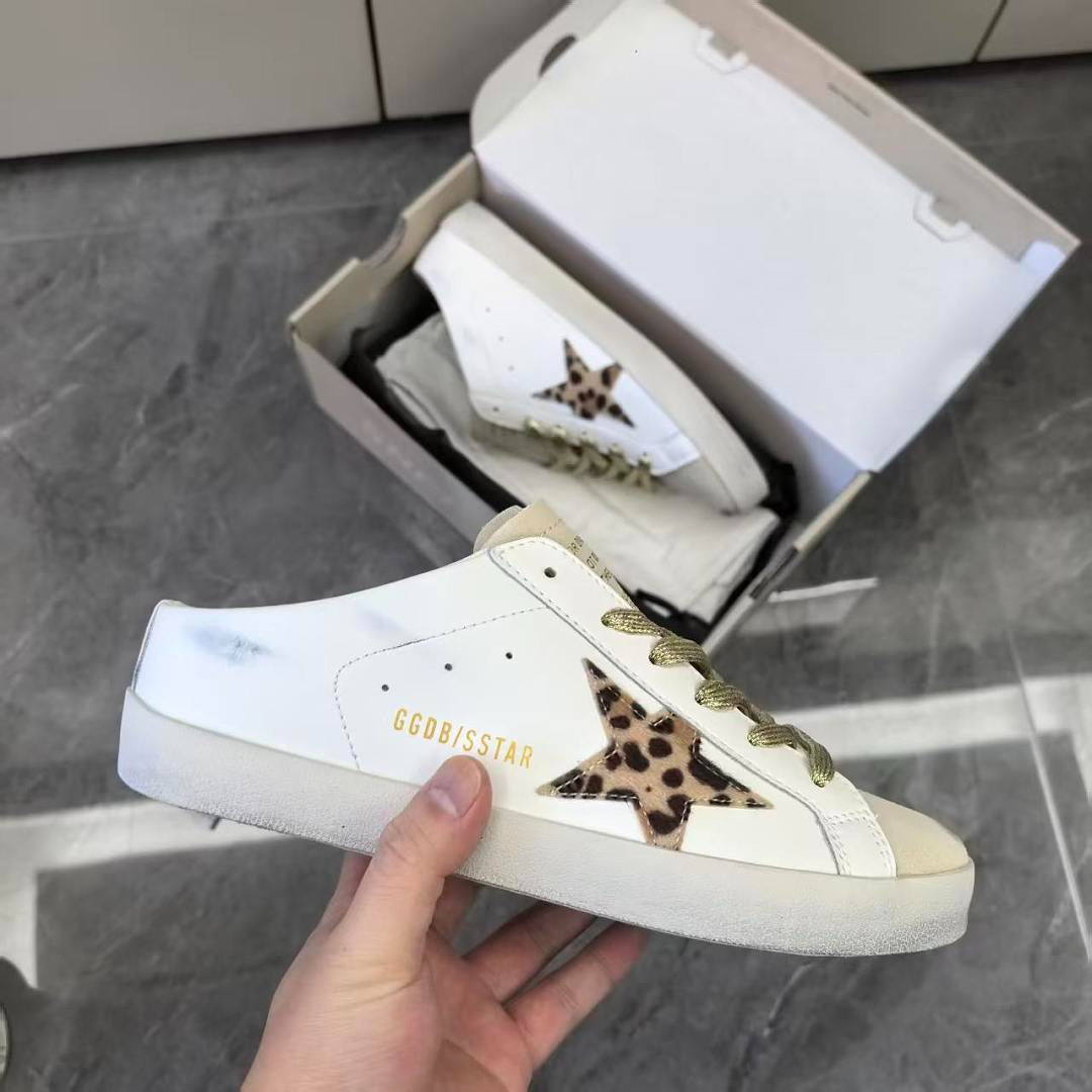 Golden Goose Super-Star Sabot White Leather Leopard