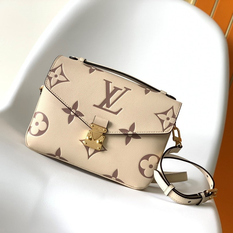 LV Pochette Métis Brown Beige Monogram Embossed Empreinte Leather