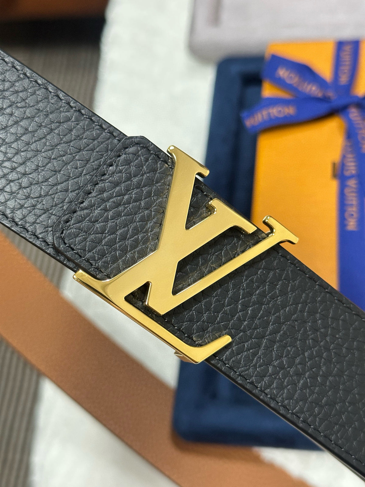 Louis Vuitton LV Initiales 40MM Reversible Belt Black Cognac