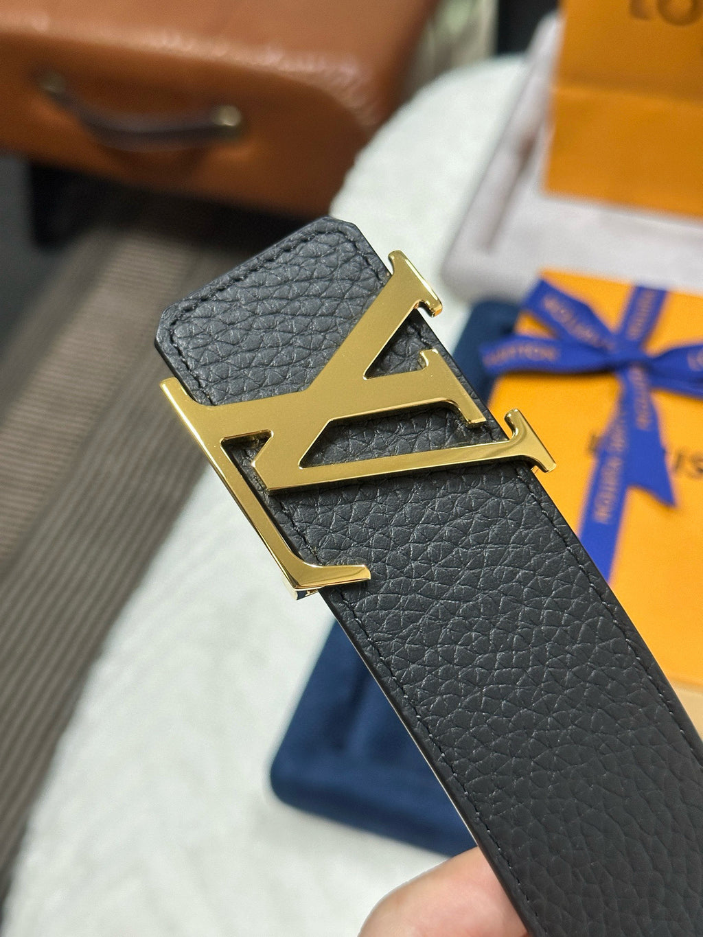 Louis Vuitton LV Initiales 40MM Reversible Belt Black Cognac