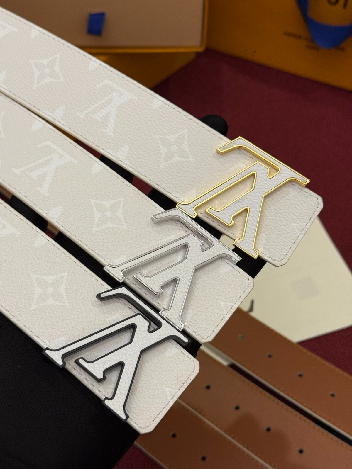 Louis Vuitton LV Initials Monogram Reflective 40MM Reversible Belt White