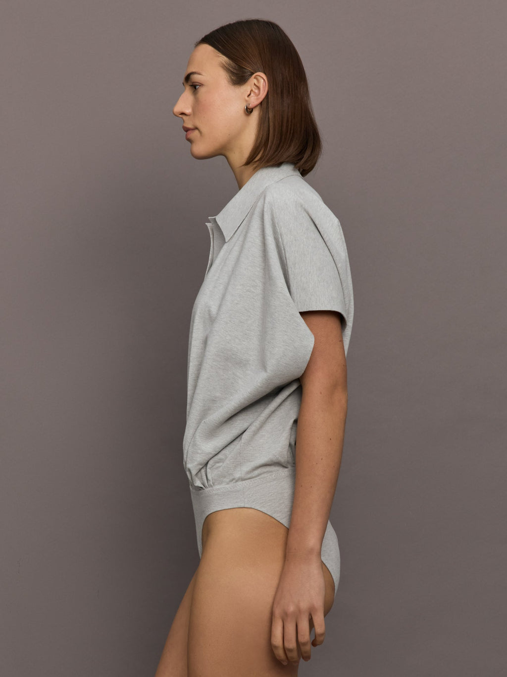 Super OS Sleeveless BF NK Shirt Bodysuit - Light Heather Grey