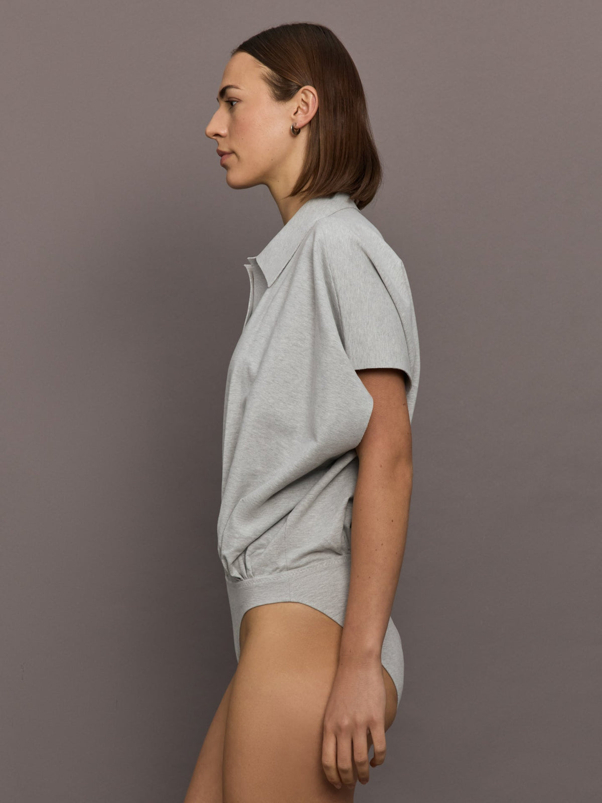 Super OS Sleeveless BF NK Shirt Bodysuit - Light Heather Grey