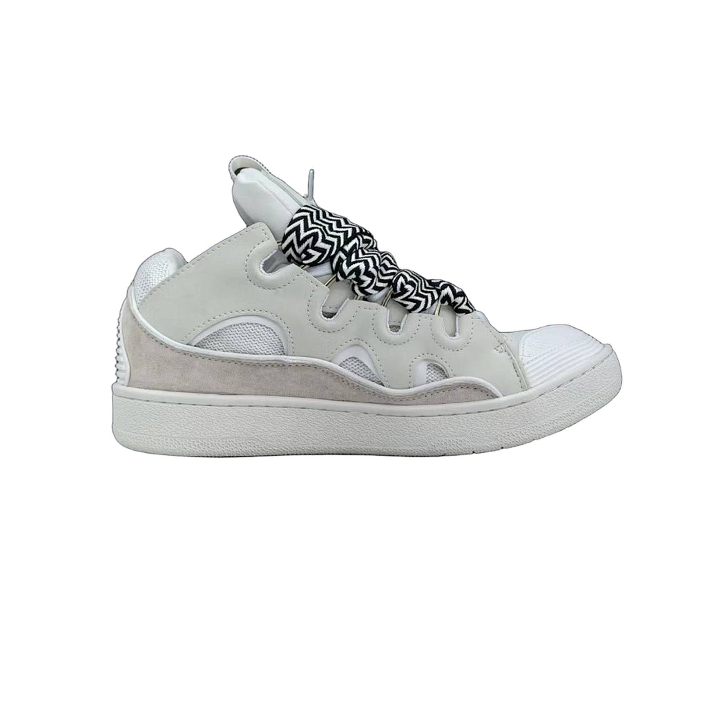 Lanvin Curb Sneakers 'Ivory White' - Black/White Chevron Laces