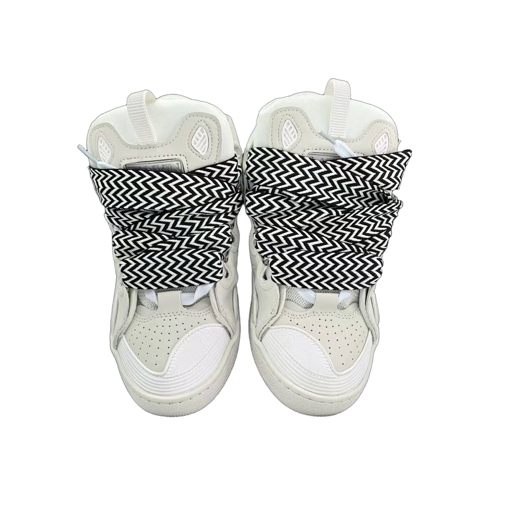 Lanvin Curb Sneakers 'Ivory White' - Black/White Chevron Laces