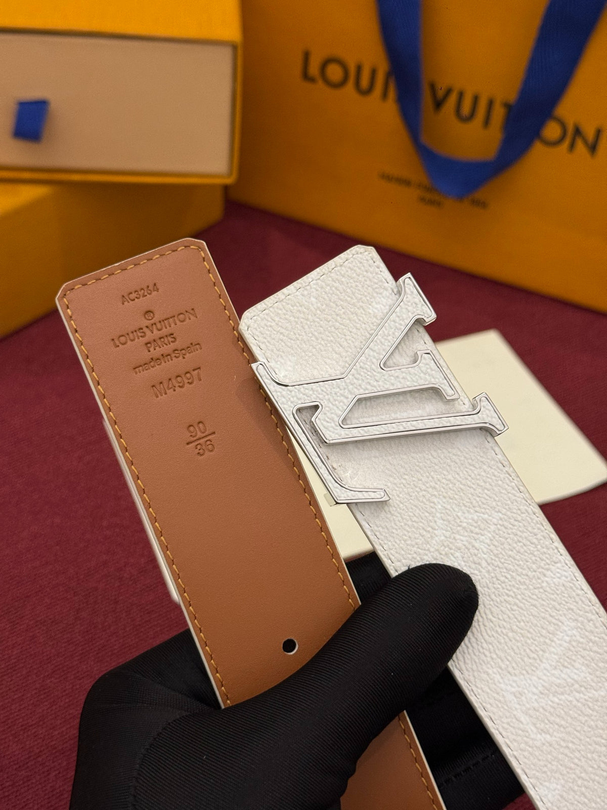 Louis Vuitton LV Initials Monogram Reflective 40MM Reversible Belt White