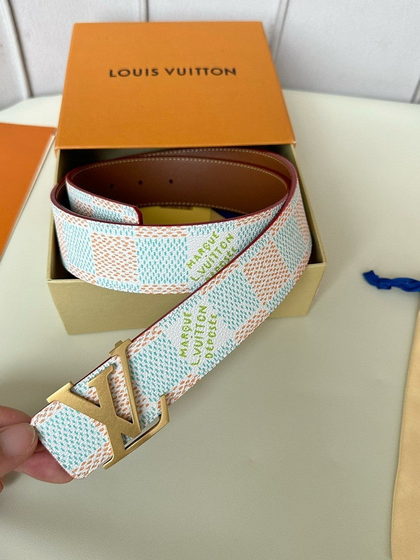 Louis Vuitton LV Initiales 40MM Reversible Belt Damier Heritage White