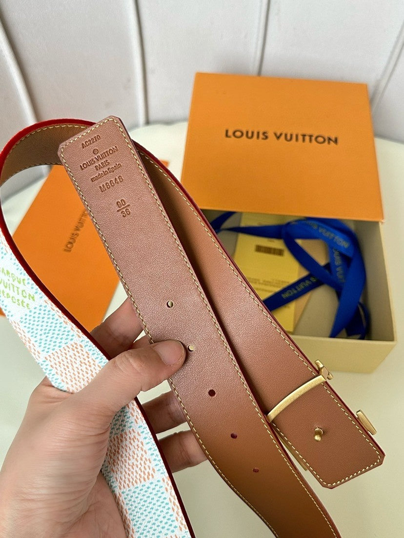 Louis Vuitton LV Initiales 40MM Reversible Belt Damier Heritage White