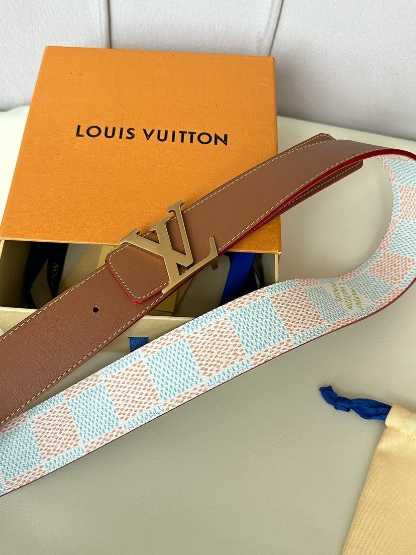 Louis Vuitton LV Initiales 40MM Reversible Belt Damier Heritage White