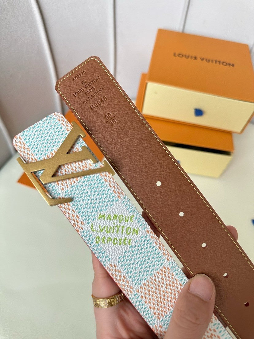 Louis Vuitton LV Initiales 40MM Reversible Belt Damier Heritage White
