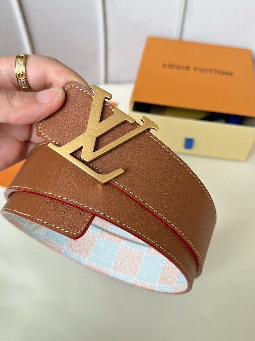 Louis Vuitton LV Initiales 40MM Reversible Belt Damier Heritage White