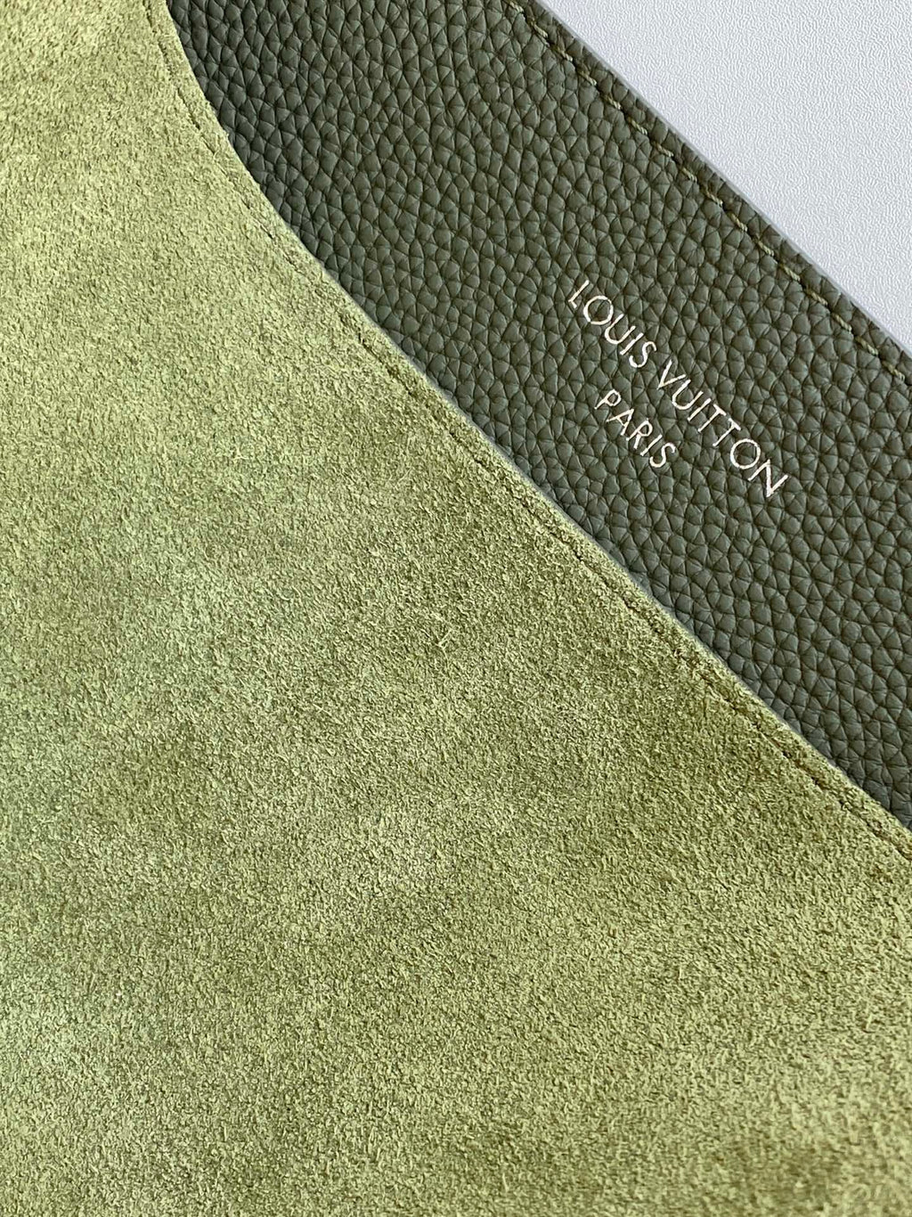 LV Verso Hobo Khaki Green Calfskin Suede