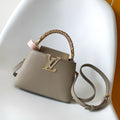 LV Capucines Mini Bedazzled Flower Handle Taupe Taurillon leather