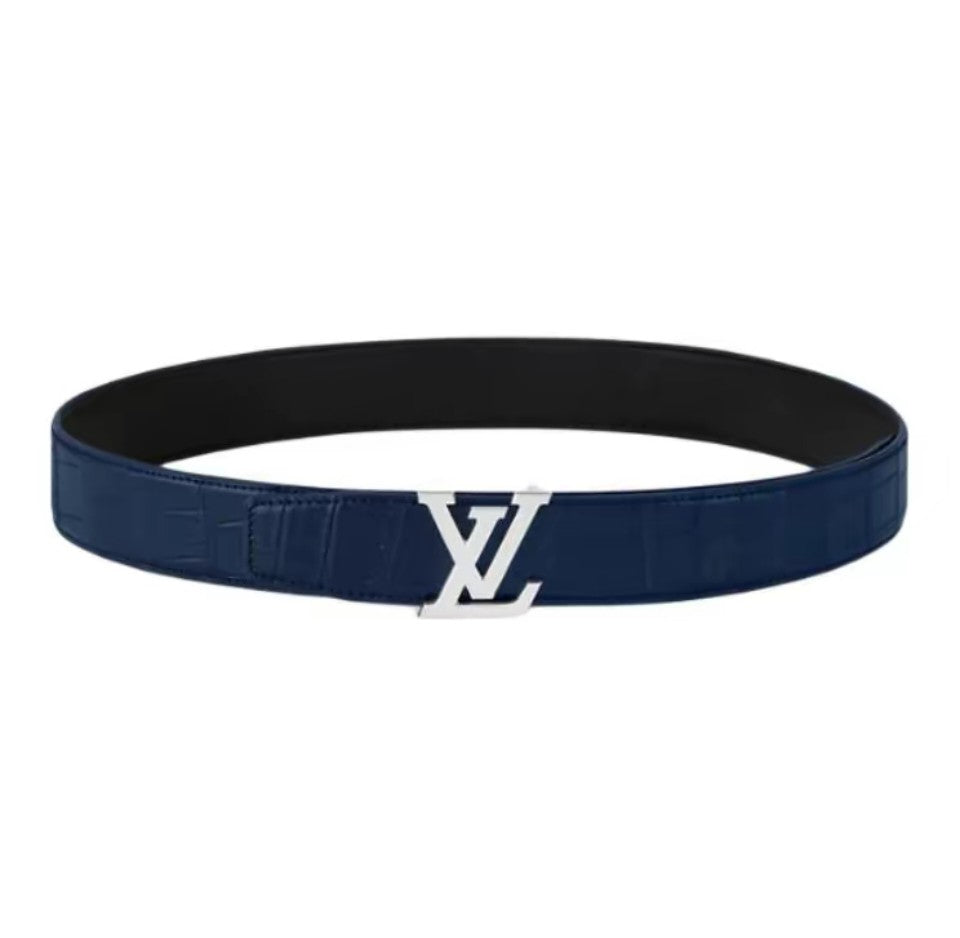 Louis Vuitton LV Heritage 35MM Reversible Belt Crocodilien Mat Navy