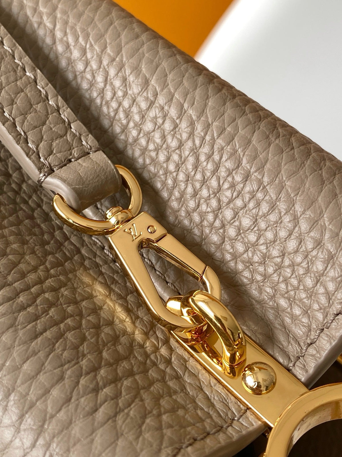 LV Capucines Mini Bedazzled Flower Handle Taupe Taurillon leather
