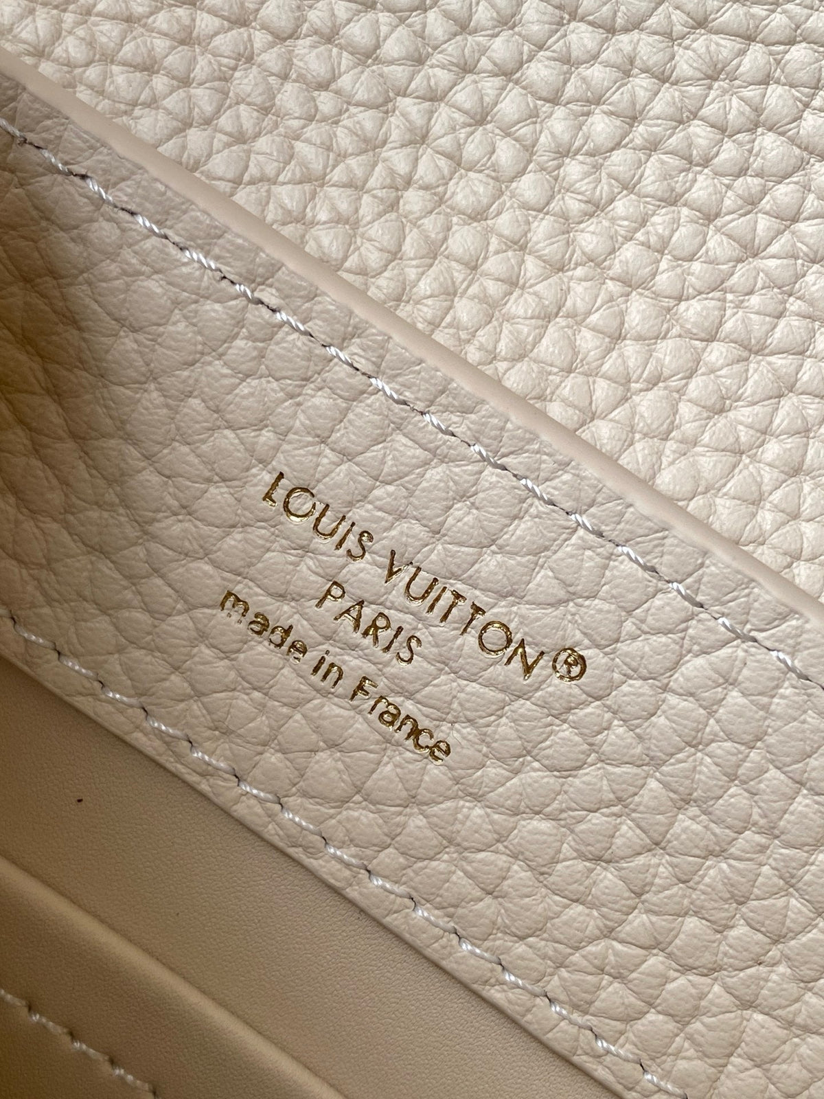 LV Capucines Mini Bedazzled Flower Handle Off White Taurillon leather