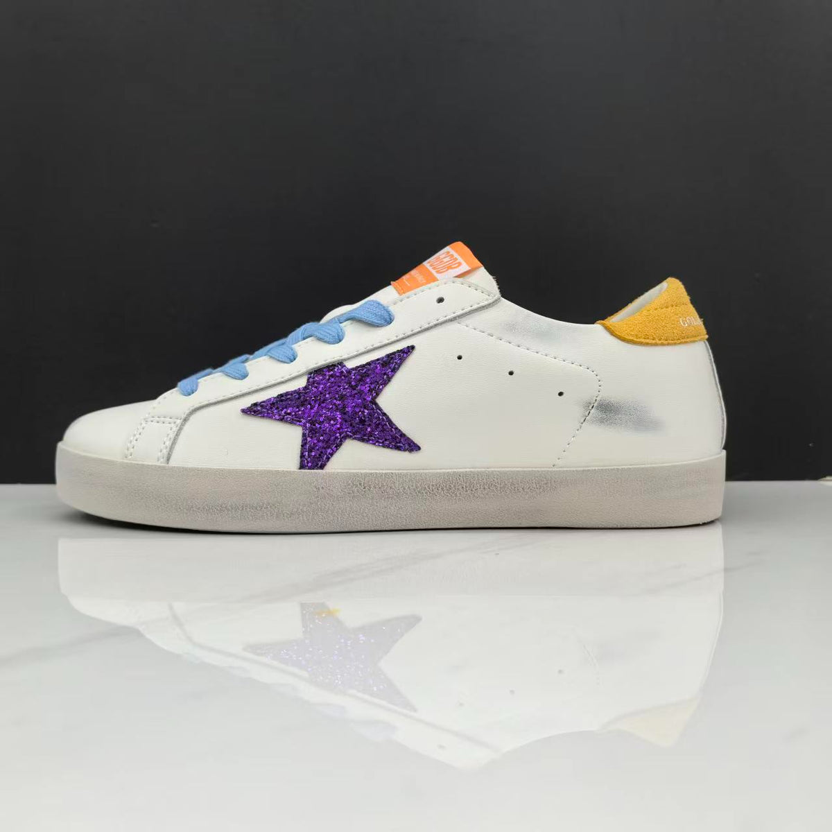 Golden Goose Super-Star White Leather Purple Glitter