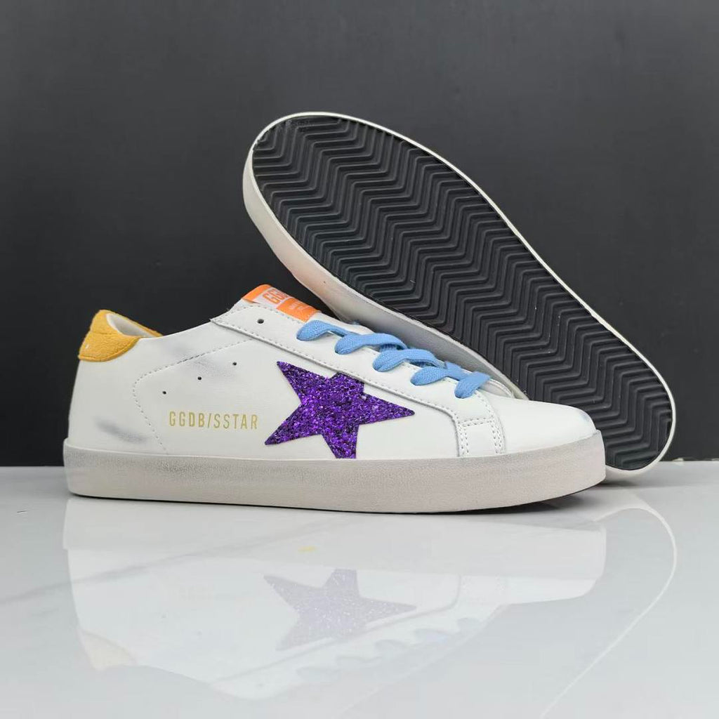 Golden Goose Super-Star White Leather Purple Glitter