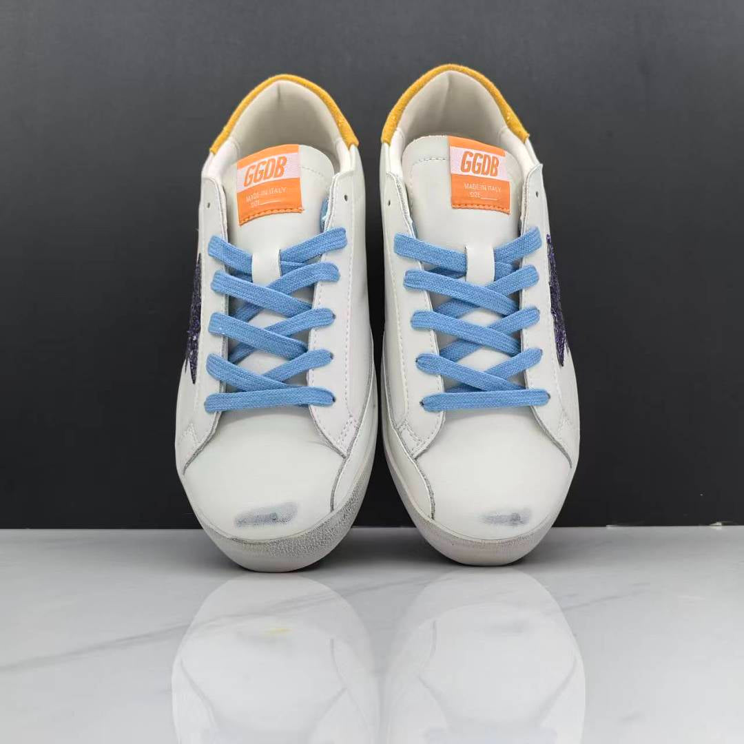 Golden Goose Super-Star White Leather Purple Glitter