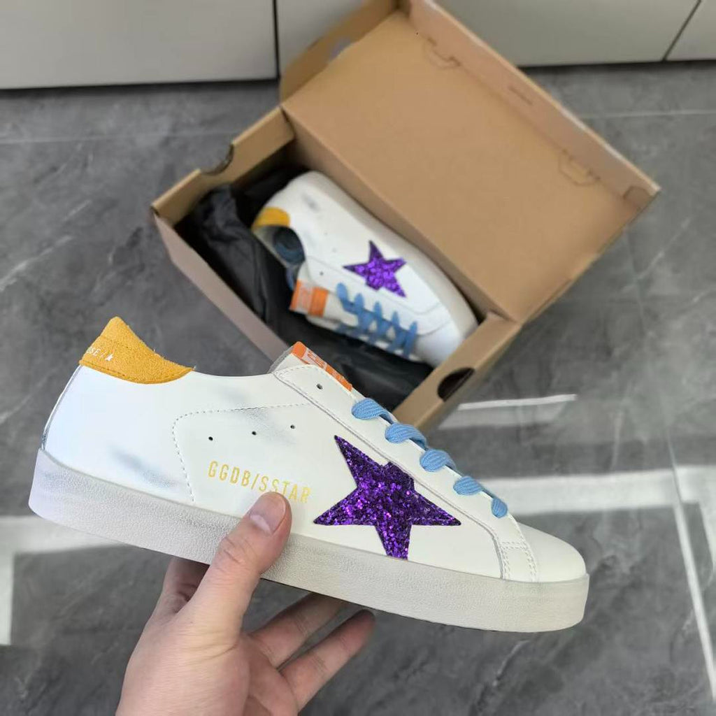 Golden Goose Super-Star White Leather Purple Glitter