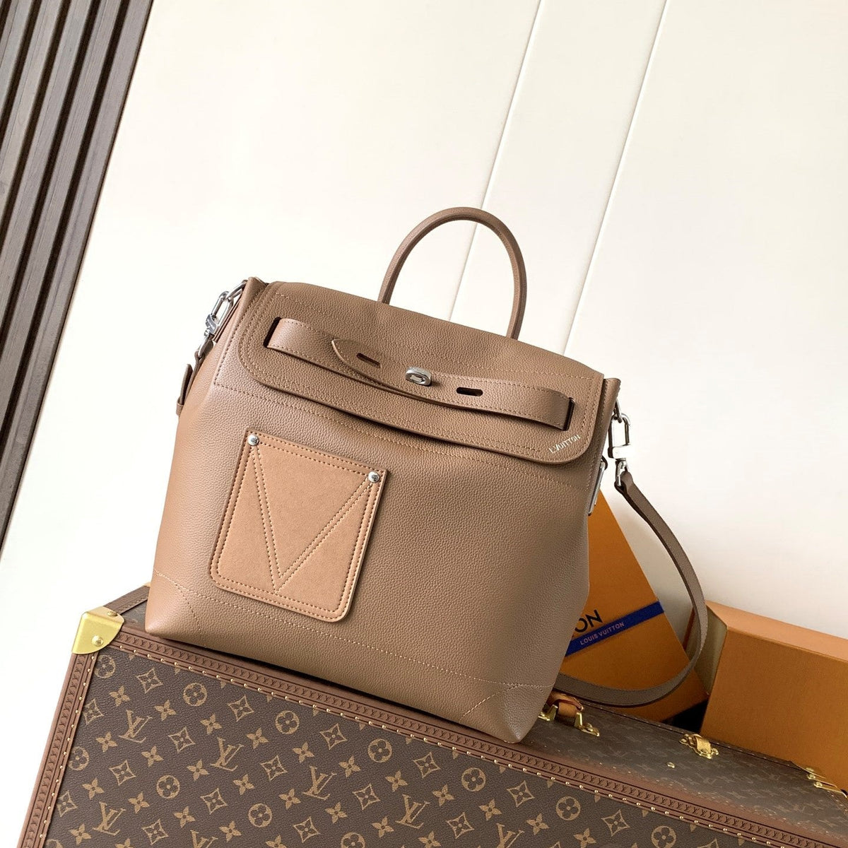LV Steamer 30 Brown Suede Leather