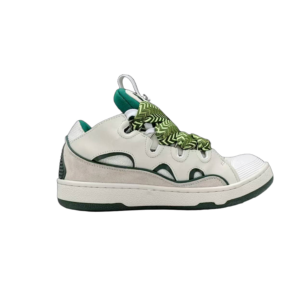 Lanvin Curb Sneakers 'White/Green' - Green Chevron Laces