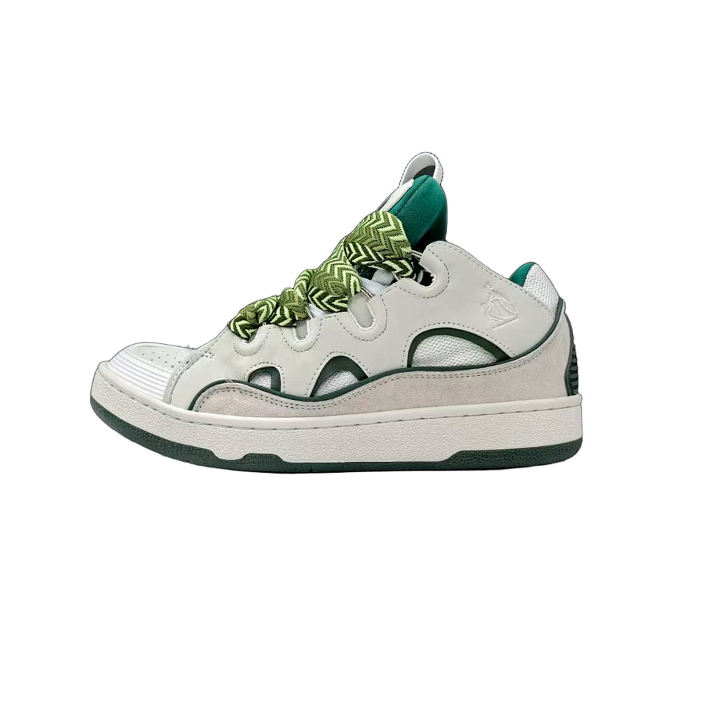 Lanvin Curb Sneakers 'White/Green' - Green Chevron Laces