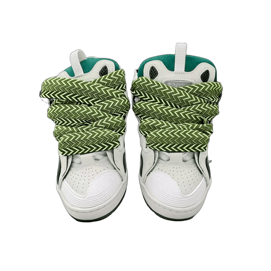 Lanvin Curb Sneakers 'White/Green' - Green Chevron Laces