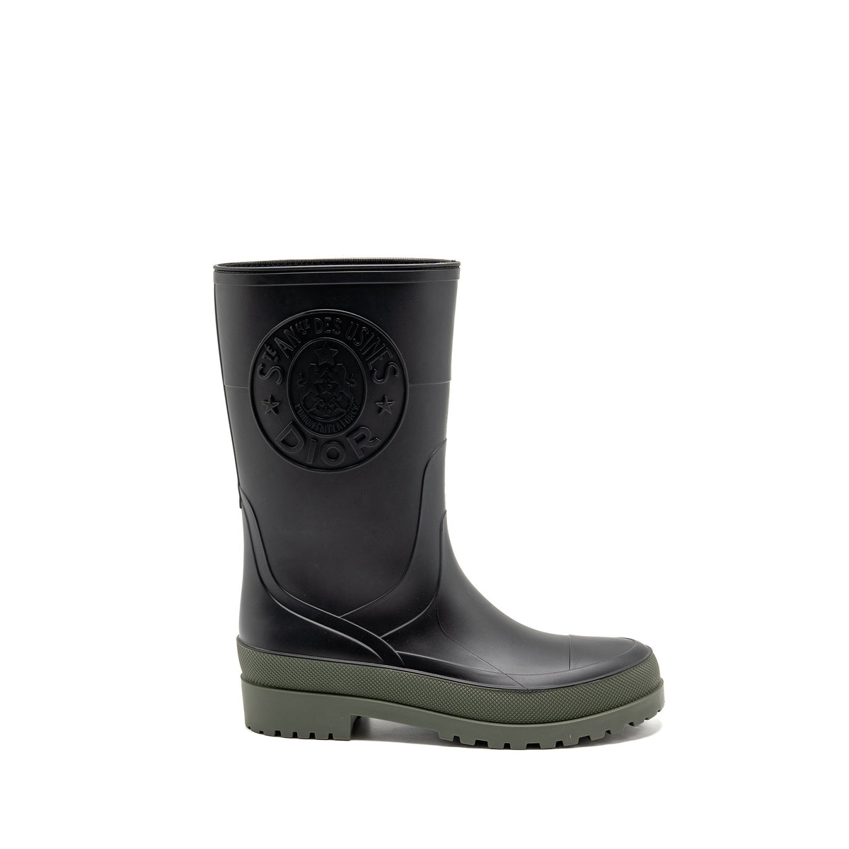 DIOR DIORUNION RAIN BOOT RUBBER BLACK/DARK GREEN