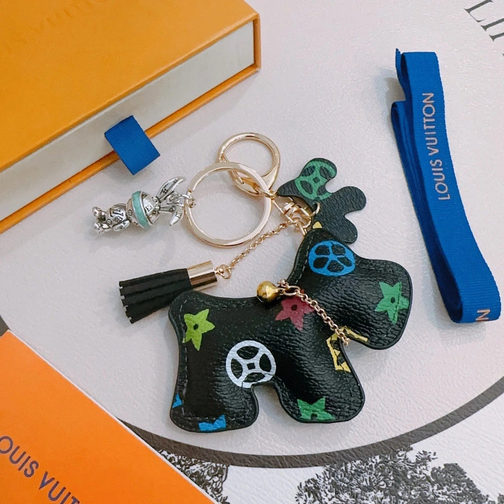 LV Black Dog-Shaped Bag Charm