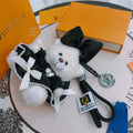 LV Black mix White Louis Bear Bag Charm