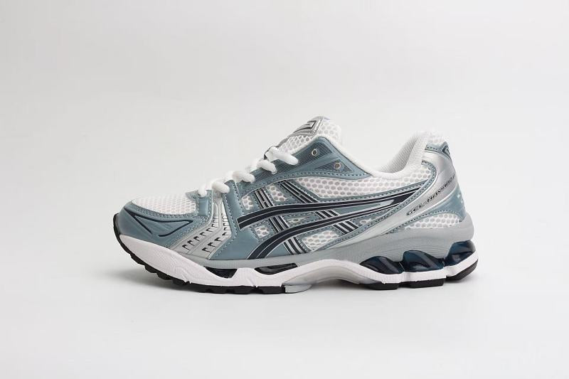 ASICS Unisex GEL-Kayano 14 "White / Light Navy" (Piedmont Grey Accent)