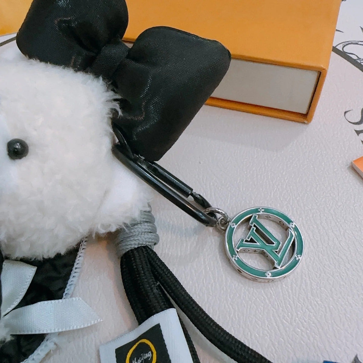 LV Black mix White Louis Bear Bag Charm
