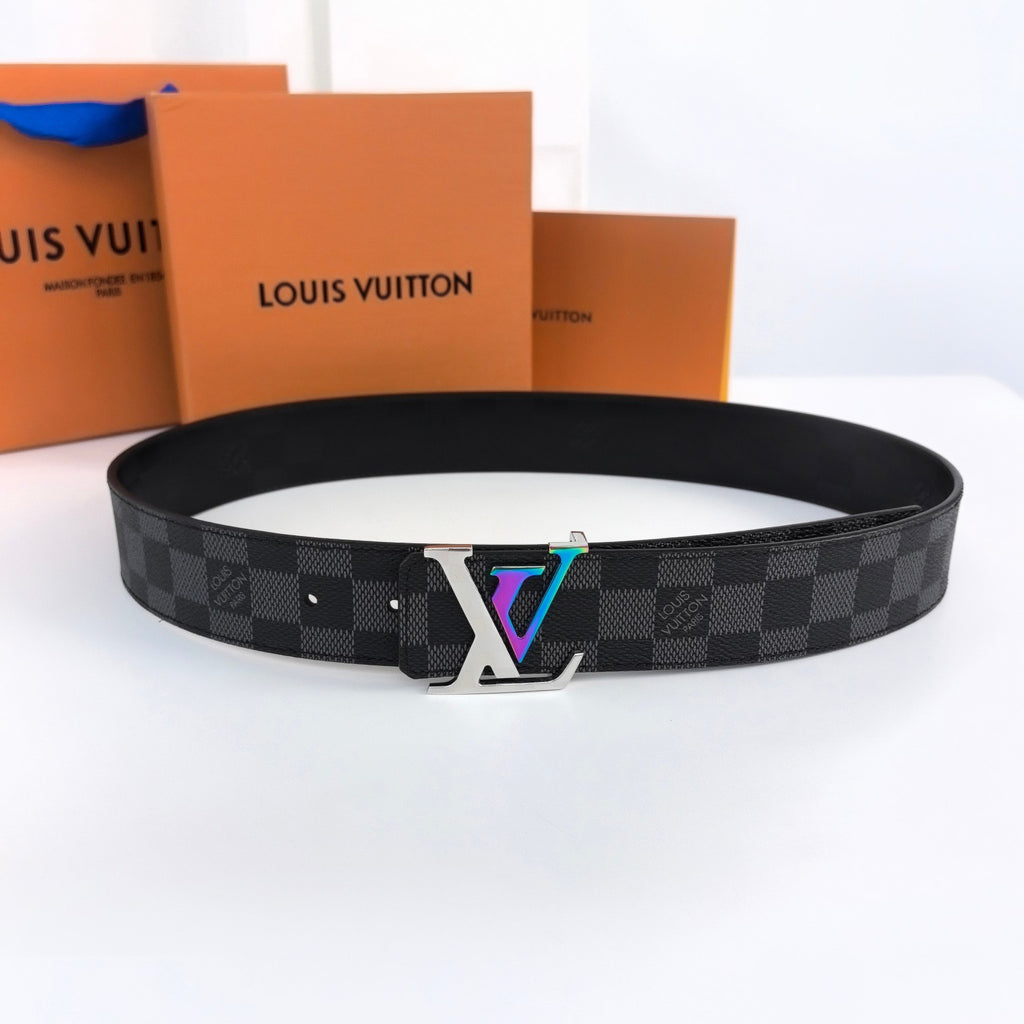 Louis Vuitton LV Initiales 40MM Damier Cobalt Rainbow Belt