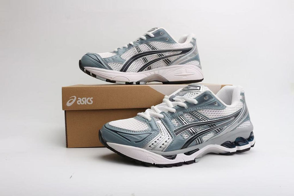 ASICS Unisex GEL-Kayano 14 "White / Light Navy" (Piedmont Grey Accent)
